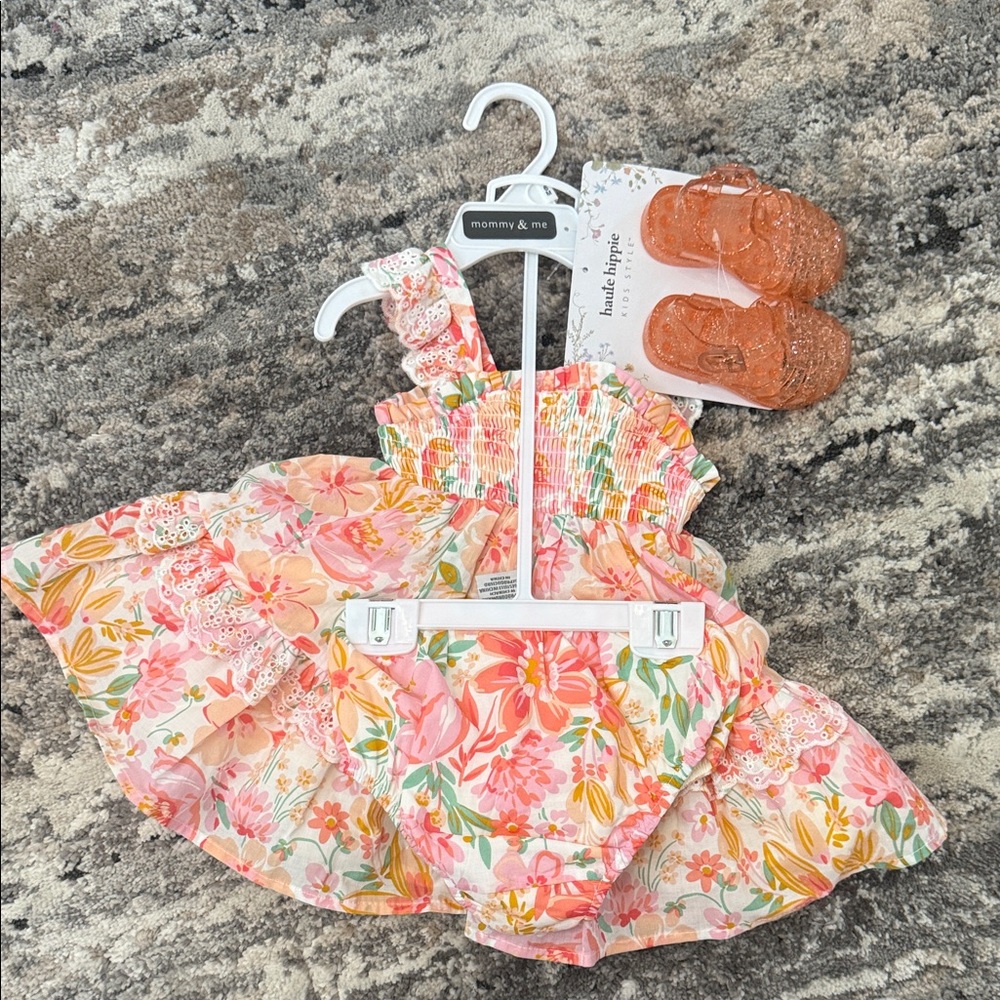 Haute Hippie Floral Baby Dress Set 3 dresses mother daughters size 12, 3T,3-6 m